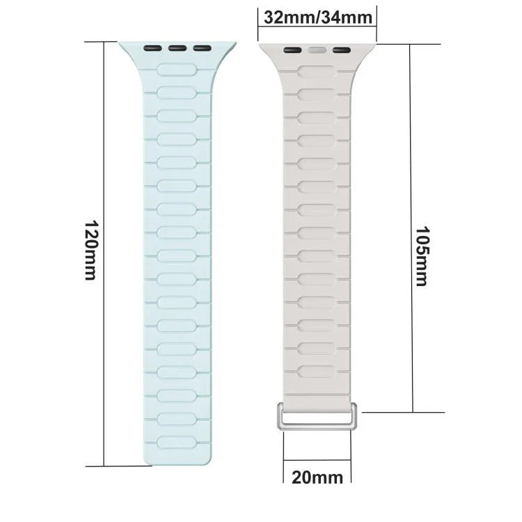 Magnetisches Silikon-Armband in I-Form, für Apple Watch 46 mm / 49 mm / 45 mm / 44 mm, für Apple Watch 42 mm / 41 mm / 40 mm / 38 mm