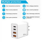 TE-PD44 Dual USB-A Dual Type-C 4-port Mobile Phone Charger, EU Plug, US Plug