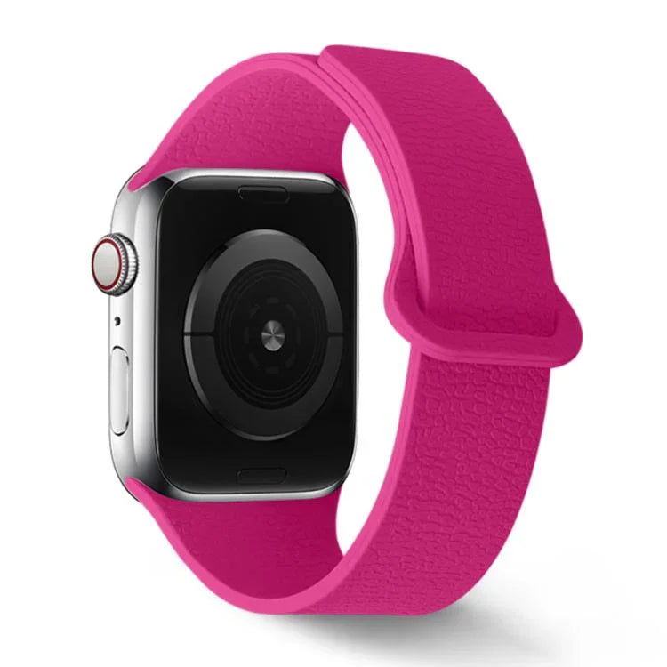 Magnetisches Silikon-Uhrenarmband mit Litschi-Muster, passend für Apple Watch 46 mm / 49 mm / 45 mm / 44 mm und 42 mm / 41 mm / 40 mm / 38 mm