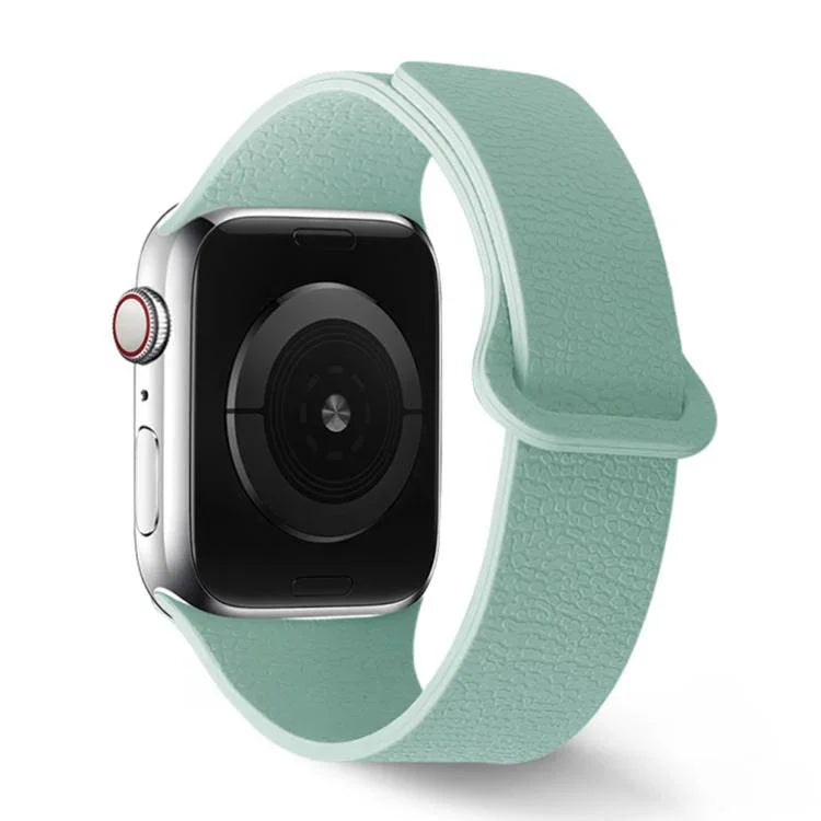 Magnetisches Silikon-Uhrenarmband mit Litschi-Muster, passend für Apple Watch 46 mm / 49 mm / 45 mm / 44 mm und 42 mm / 41 mm / 40 mm / 38 mm