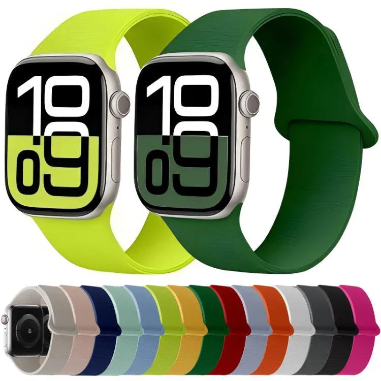 Magnetisches Silikon-Uhrenarmband mit Litschi-Muster, passend für Apple Watch 46 mm / 49 mm / 45 mm / 44 mm und 42 mm / 41 mm / 40 mm / 38 mm