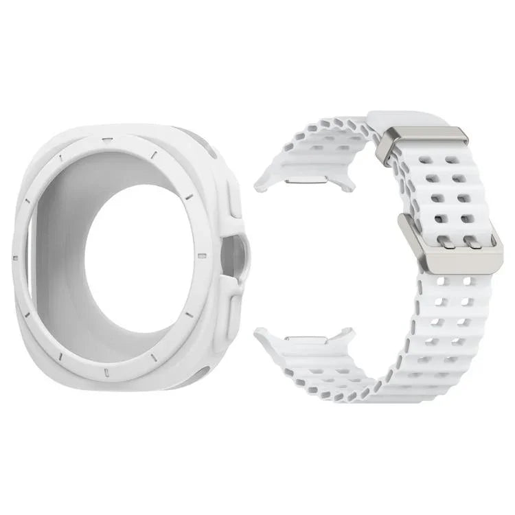 Silikon-Uhrenhülle, marineblaues Silikon-Uhrenarmband mit Doppelschnalle, für Samsung Galaxy Watch 47 mm / Ultra 2025