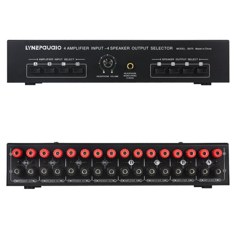 B075 4 Eingänge 4 Ausgänge Leistungsverstärker-Lautsprecherumschalter, 300W Klangqualität pro Kanal ohne Verlust, B075