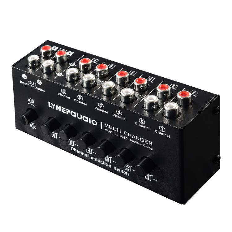 B080 6 Eingänge 2 Ausgänge Audio-Signalwähler Audio-Umschalter, 2-Kanal Synchronous Output RCA Schnittstelle, B080