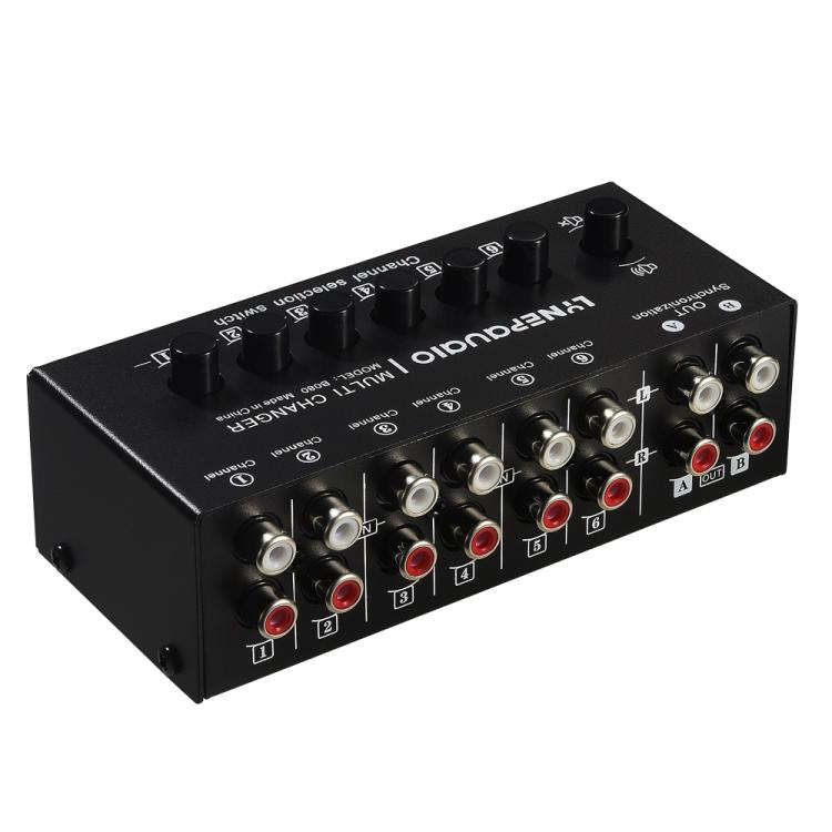 B080 6 Eingänge 2 Ausgänge Audio-Signalwähler Audio-Umschalter, 2-Kanal Synchronous Output RCA Schnittstelle, B080