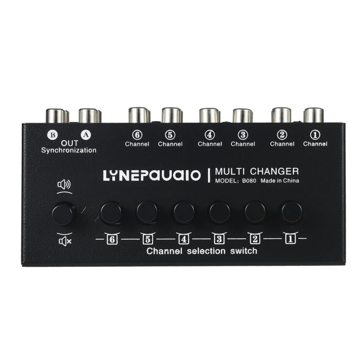 B080 6 Eingänge 2 Ausgänge Audio-Signalwähler Audio-Umschalter, 2-Kanal Synchronous Output RCA Schnittstelle, B080