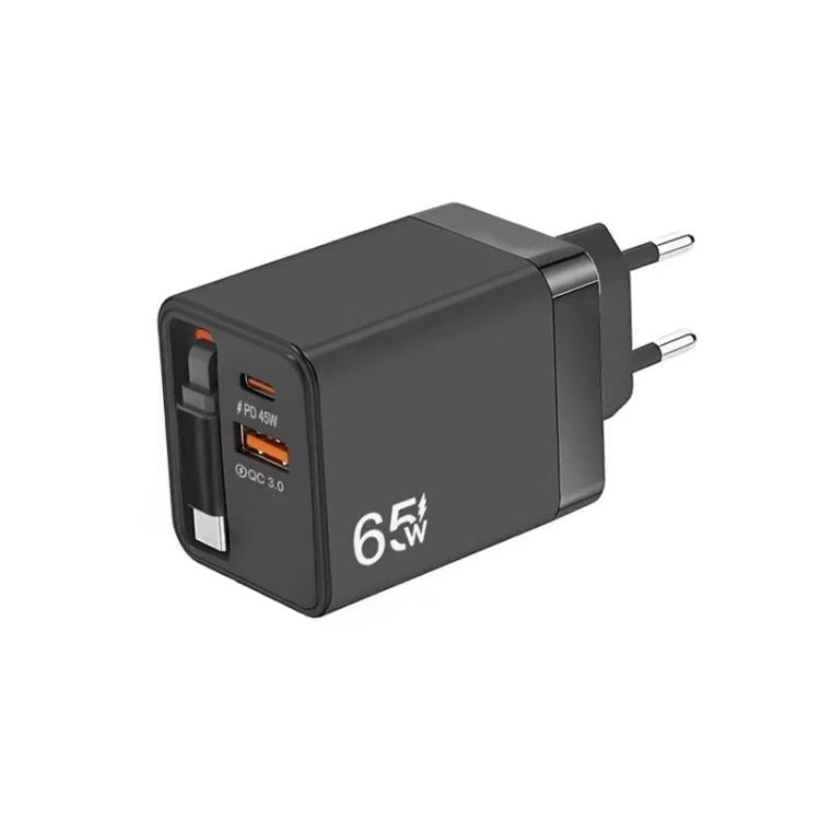 FC1 3-in-1 70cm Einziehbares Typ-C Kabel, PD3.0, QC3.0 USB Ladegerät, EU Stecker