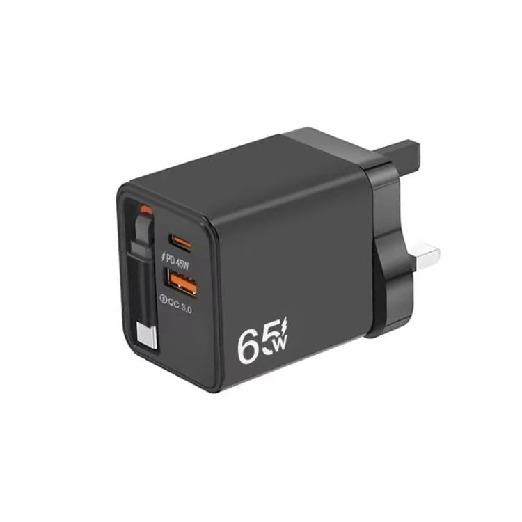 FC1 3-in-1 70cm einziehbares Type-C Kabel, PD3.0, QC3.0 USB-Handyladegerät, UK Stecker