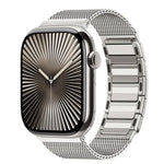 Magnetisches, gewebtes I-förmiges Edelstahl-Uhrenarmband, für Apple Watch 46 mm / 49 mm / 45 mm / 44 mm, für Apple Watch 42 mm / 41 mm / 40 mm / 38 mm