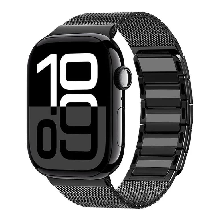 Magnetisches, gewebtes I-förmiges Edelstahl-Uhrenarmband, für Apple Watch 46 mm / 49 mm / 45 mm / 44 mm, für Apple Watch 42 mm / 41 mm / 40 mm / 38 mm