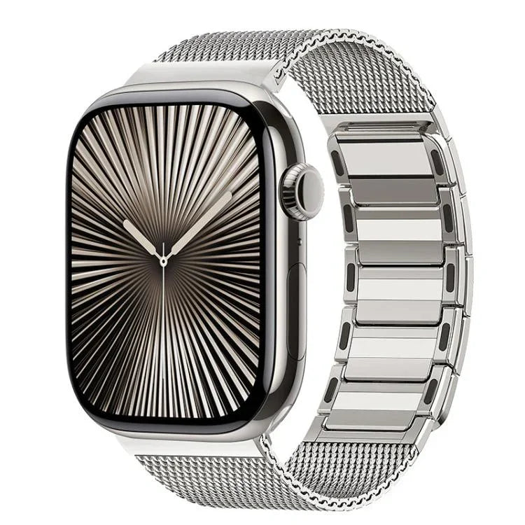 Magnetisches, gewebtes I-förmiges Edelstahl-Uhrenarmband, für Apple Watch 46 mm / 49 mm / 45 mm / 44 mm, für Apple Watch 42 mm / 41 mm / 40 mm / 38 mm