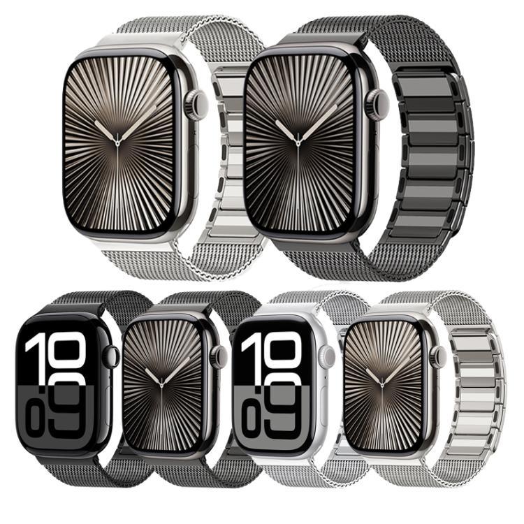 Magnetisches, gewebtes I-förmiges Edelstahl-Uhrenarmband, für Apple Watch 46 mm / 49 mm / 45 mm / 44 mm, für Apple Watch 42 mm / 41 mm / 40 mm / 38 mm