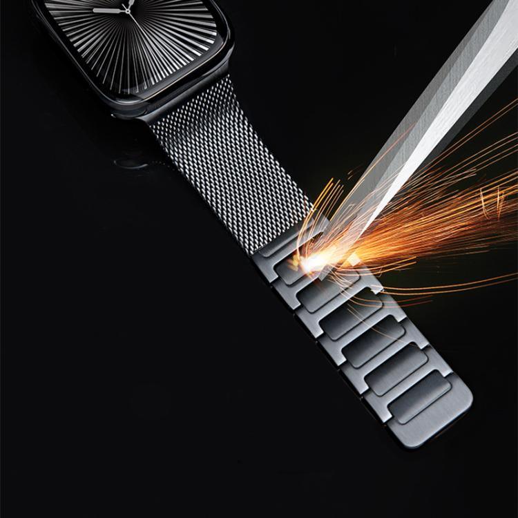 Magnetisches, gewebtes I-förmiges Edelstahl-Uhrenarmband, für Apple Watch 46 mm / 49 mm / 45 mm / 44 mm, für Apple Watch 42 mm / 41 mm / 40 mm / 38 mm