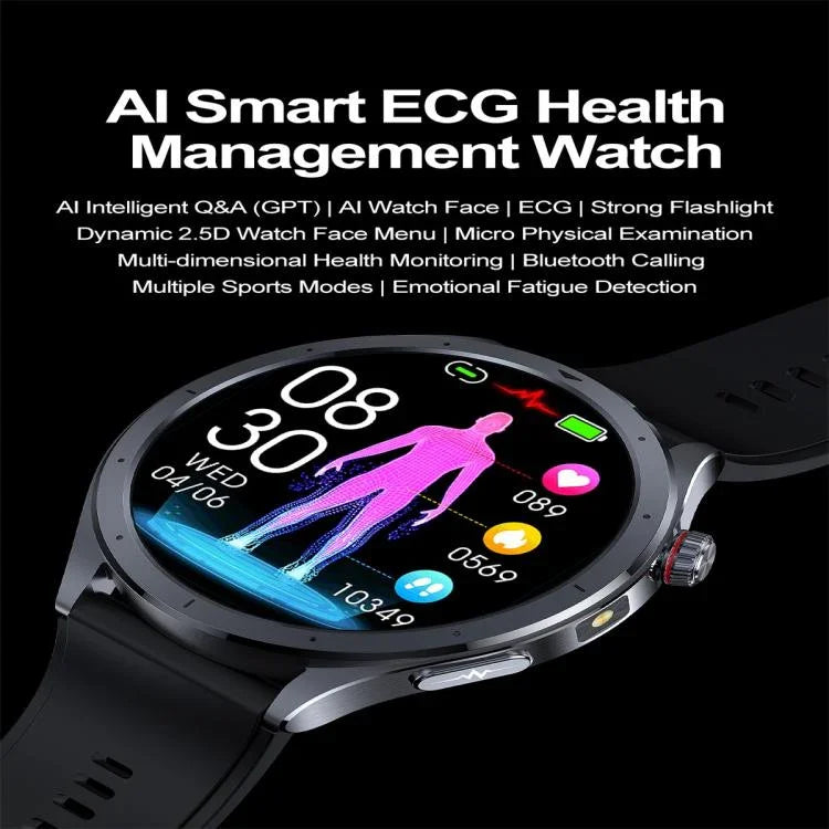 ET472 1,53-Zoll-Farbdisplay, Bluetooth-Smartwatch mit Silikonarmband, unterstützt intelligente Frage- und Antwortfunktionen (AI-GPT).