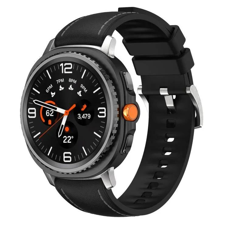 Silikon-Hybrid-Armband aus Lederimitat, für Samsung Galaxy Watch8 / Watch8 Classic