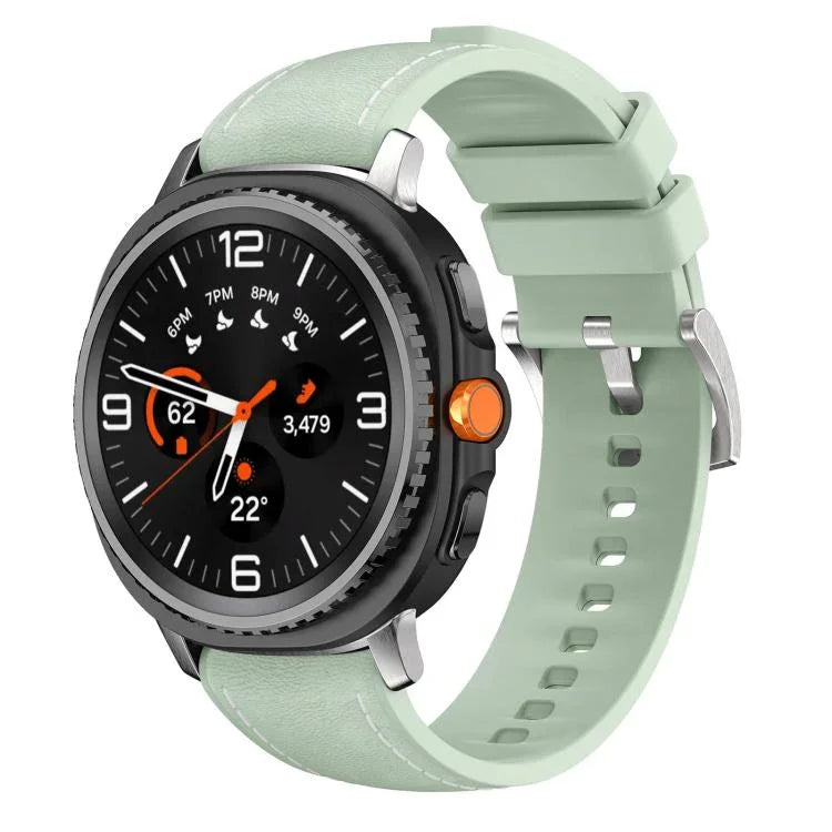 Silicone Hybrid Leather Skin Watch Band, For Samsung Galaxy Watch8 / Watch8 Classic