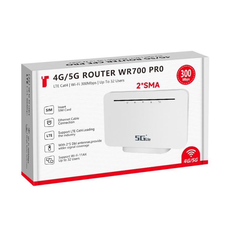 WR700-E SIM-Karte 300Mbps Eurasische Version Abnehmbare Antenne Mobiler WiFi 4G CPE Router, EU Stecker
