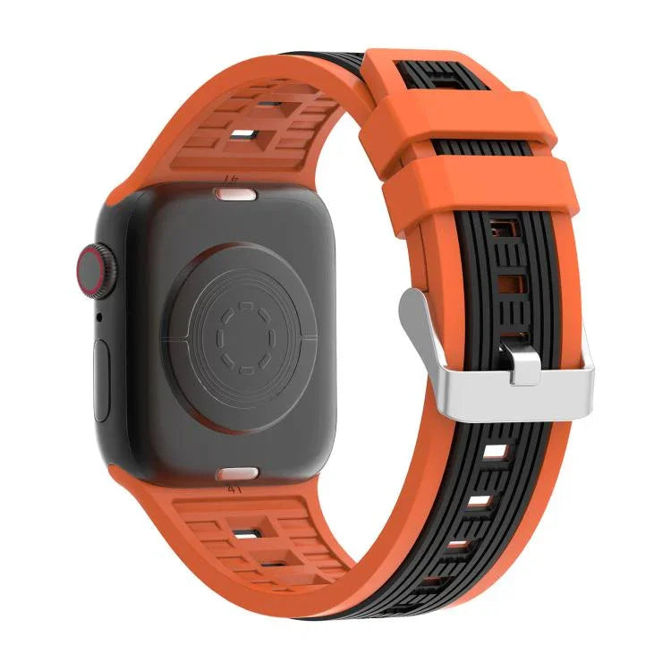 Zweifarbiges Silikonarmband mit vertikalen Streifen, passend für Apple Watch 46 mm / 49 mm / 45 mm / 44 mm und 42 mm / 41 mm / 40 mm / 38 mm