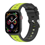 Zweifarbiges Silikonarmband mit vertikalen Streifen, passend für Apple Watch 46 mm / 49 mm / 45 mm / 44 mm und 42 mm / 41 mm / 40 mm / 38 mm