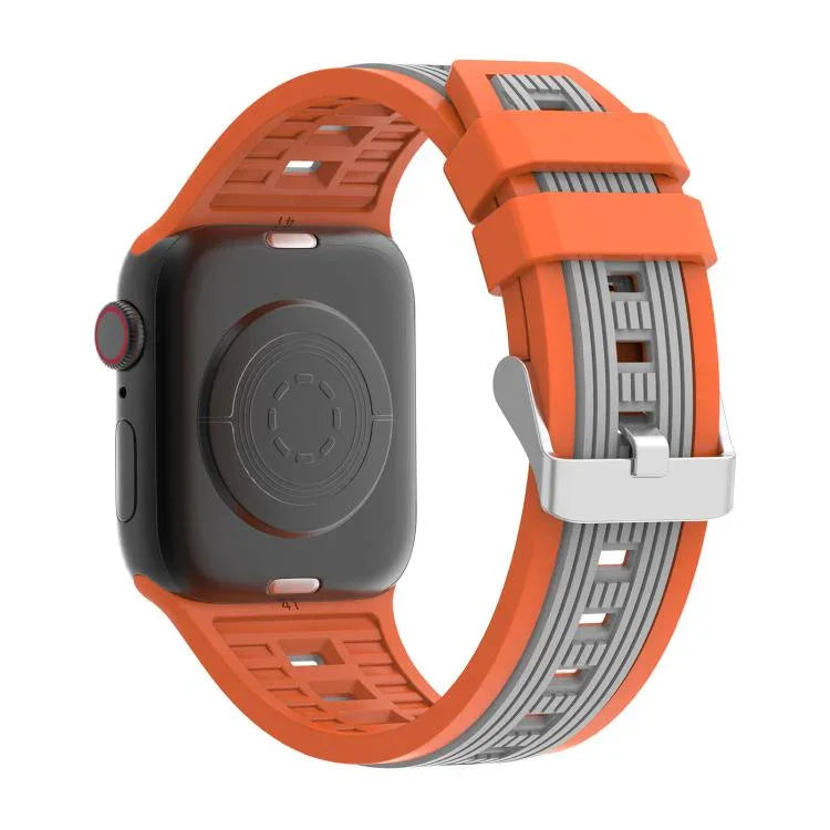 Zweifarbiges Silikonarmband mit vertikalen Streifen, passend für Apple Watch 46 mm / 49 mm / 45 mm / 44 mm und 42 mm / 41 mm / 40 mm / 38 mm