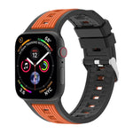 Zweifarbiges Silikonarmband mit vertikalen Streifen, passend für Apple Watch 46 mm / 49 mm / 45 mm / 44 mm und 42 mm / 41 mm / 40 mm / 38 mm