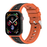 Zweifarbiges Silikonarmband mit vertikalen Streifen, passend für Apple Watch 46 mm / 49 mm / 45 mm / 44 mm und 42 mm / 41 mm / 40 mm / 38 mm