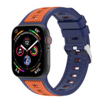 Zweifarbiges Silikonarmband mit vertikalen Streifen, passend für Apple Watch 46 mm / 49 mm / 45 mm / 44 mm und 42 mm / 41 mm / 40 mm / 38 mm