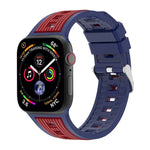Zweifarbiges Silikonarmband mit vertikalen Streifen, passend für Apple Watch 46 mm / 49 mm / 45 mm / 44 mm und 42 mm / 41 mm / 40 mm / 38 mm