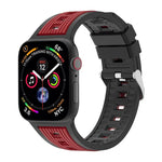 Zweifarbiges Silikonarmband mit vertikalen Streifen, passend für Apple Watch 46 mm / 49 mm / 45 mm / 44 mm und 42 mm / 41 mm / 40 mm / 38 mm