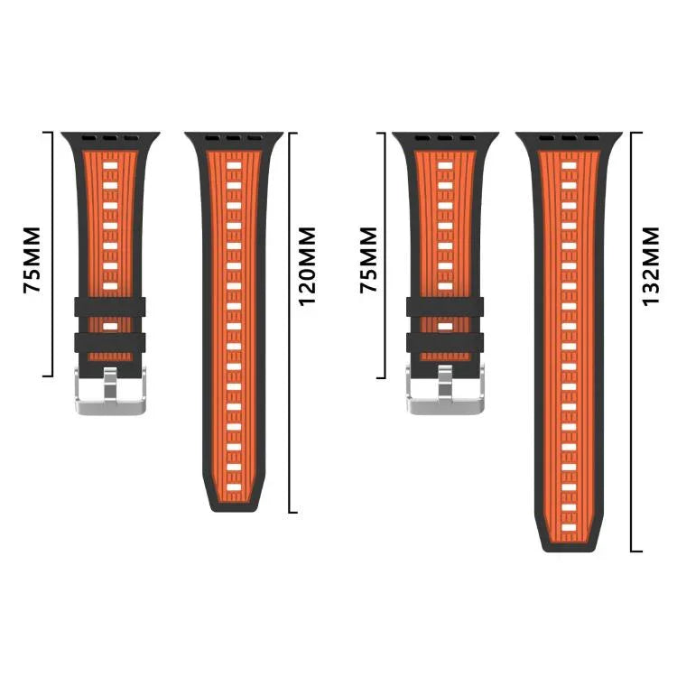 Zweifarbiges Silikonarmband mit vertikalen Streifen, passend für Apple Watch 46 mm / 49 mm / 45 mm / 44 mm und 42 mm / 41 mm / 40 mm / 38 mm