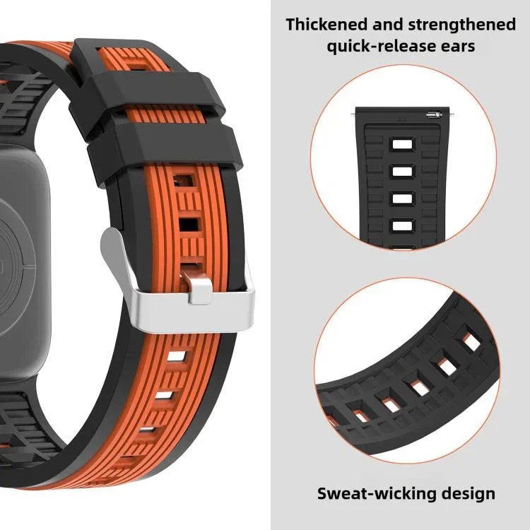 Zweifarbiges Silikonarmband mit vertikalen Streifen, passend für Apple Watch 46 mm / 49 mm / 45 mm / 44 mm und 42 mm / 41 mm / 40 mm / 38 mm
