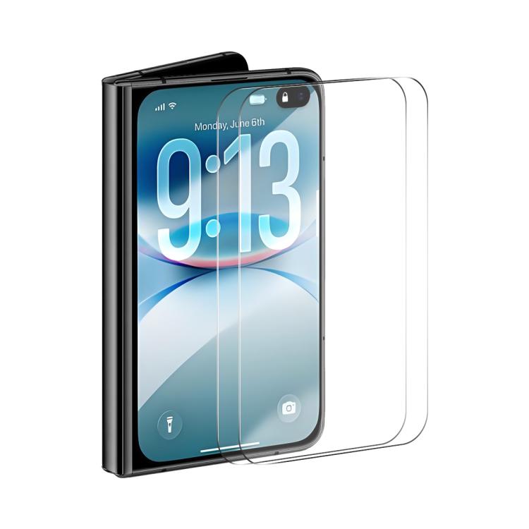 2 Stück ENKAY Verdickter Kleber, kein weißer Rand, 9H großer Bogenrand, gehärtete Hoch-Aluminium-Silizium-Glasfolie, für iPhone 17 Pro Max, für iPhone 17 Pro, für iPhone 17, für iPhone Air