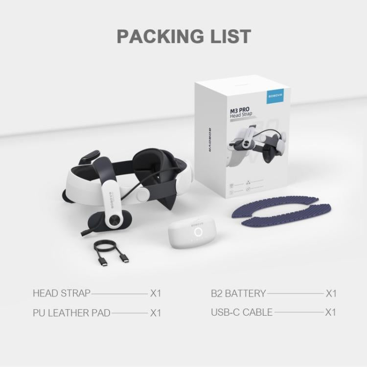 BOBOVR M3 Pro Für Meta Quest 3S / 3 VR-Kopfband mit 5200mAh Akkupack, M3 Pro