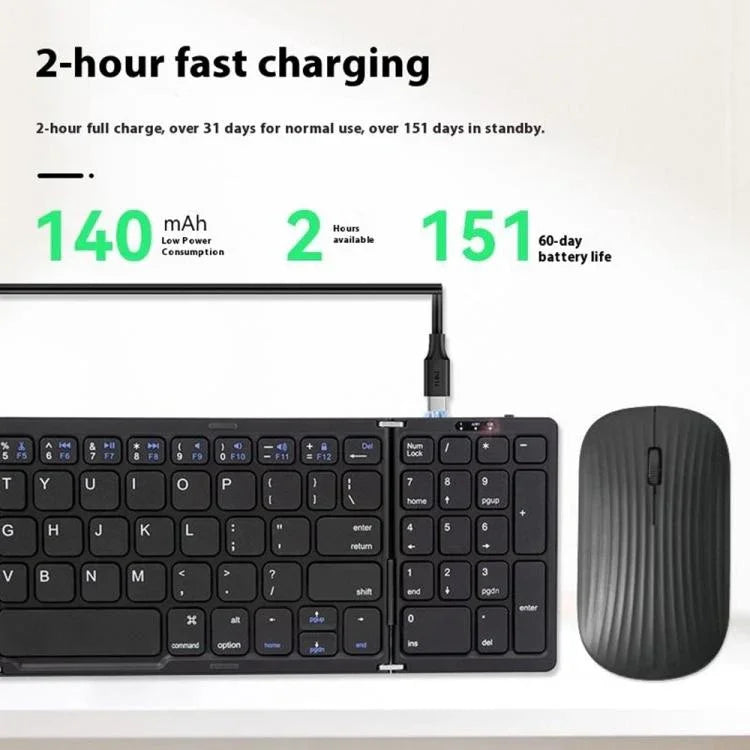 B089 Faltbares kabelloses Tastatur-Maus-Set