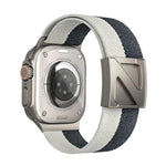Zweifarbiges Nylon-Armband mit Z-förmigem Magnetverschluss, passend für Apple Watch 46 mm / 49 mm / 45 mm / 44 mm und 42 mm / 41 mm / 40 mm / 38 mm