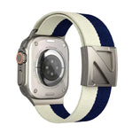 Zweifarbiges Nylon-Armband mit Z-förmigem Magnetverschluss, passend für Apple Watch 46 mm / 49 mm / 45 mm / 44 mm und 42 mm / 41 mm / 40 mm / 38 mm