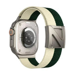 Zweifarbiges Nylon-Armband mit Z-förmigem Magnetverschluss, passend für Apple Watch 46 mm / 49 mm / 45 mm / 44 mm und 42 mm / 41 mm / 40 mm / 38 mm