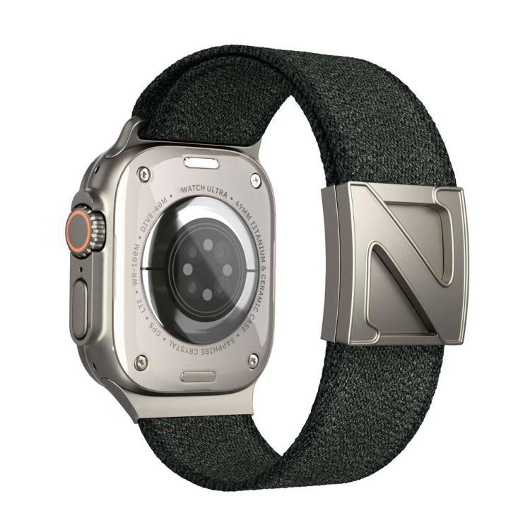 Zweifarbiges Nylon-Armband mit Z-förmigem Magnetverschluss, passend für Apple Watch 46 mm / 49 mm / 45 mm / 44 mm und 42 mm / 41 mm / 40 mm / 38 mm