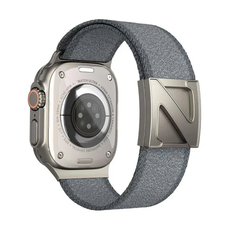 Zweifarbiges Nylon-Armband mit Z-förmigem Magnetverschluss, passend für Apple Watch 46 mm / 49 mm / 45 mm / 44 mm und 42 mm / 41 mm / 40 mm / 38 mm