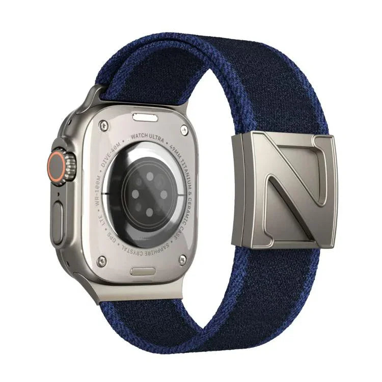 Zweifarbiges Nylon-Armband mit Z-förmigem Magnetverschluss, passend für Apple Watch 46 mm / 49 mm / 45 mm / 44 mm und 42 mm / 41 mm / 40 mm / 38 mm