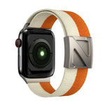 Zweifarbiges Nylon-Armband mit Z-förmigem Magnetverschluss, passend für Apple Watch 46 mm / 49 mm / 45 mm / 44 mm und 42 mm / 41 mm / 40 mm / 38 mm