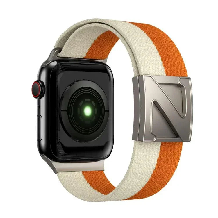 Zweifarbiges Nylon-Armband mit Z-förmigem Magnetverschluss, passend für Apple Watch 46 mm / 49 mm / 45 mm / 44 mm und 42 mm / 41 mm / 40 mm / 38 mm