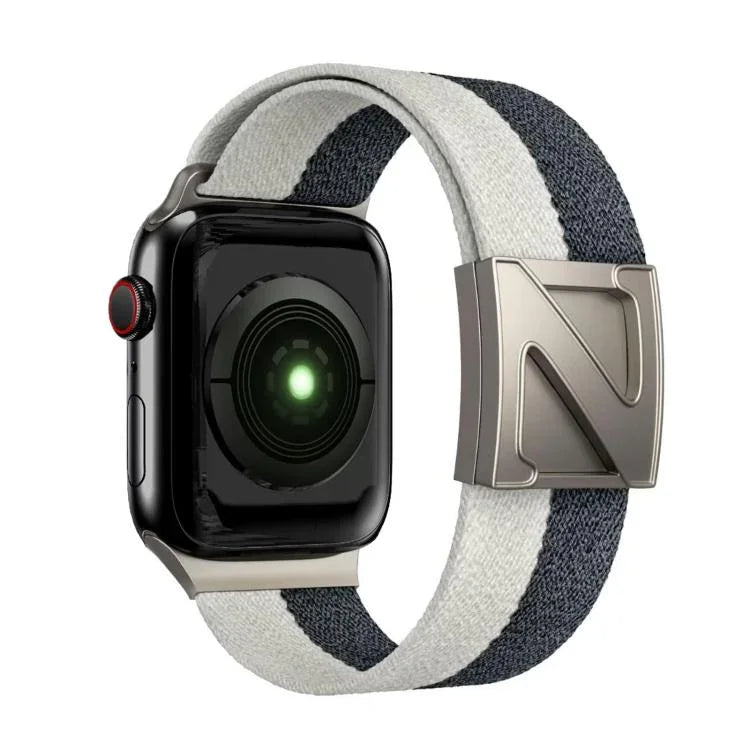 Zweifarbiges Nylon-Armband mit Z-förmigem Magnetverschluss, passend für Apple Watch 46 mm / 49 mm / 45 mm / 44 mm und 42 mm / 41 mm / 40 mm / 38 mm