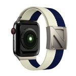 Zweifarbiges Nylon-Armband mit Z-förmigem Magnetverschluss, passend für Apple Watch 46 mm / 49 mm / 45 mm / 44 mm und 42 mm / 41 mm / 40 mm / 38 mm