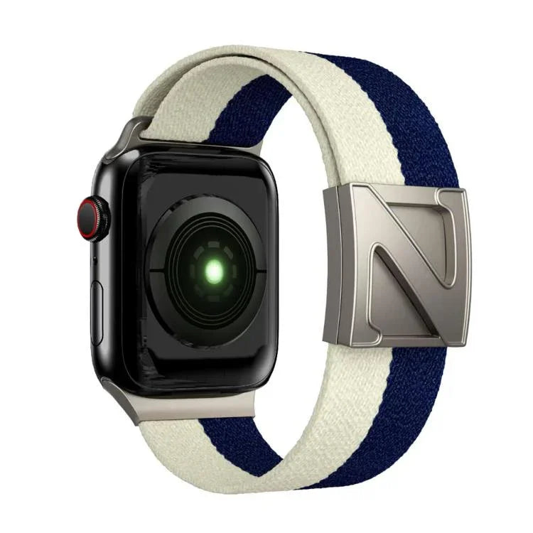Zweifarbiges Nylon-Armband mit Z-förmigem Magnetverschluss, passend für Apple Watch 46 mm / 49 mm / 45 mm / 44 mm und 42 mm / 41 mm / 40 mm / 38 mm