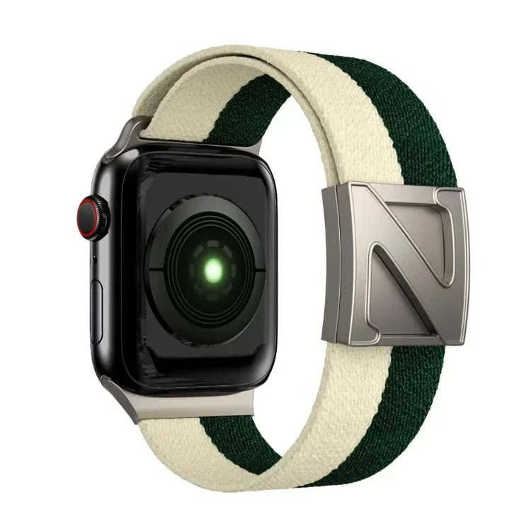 Zweifarbiges Nylon-Armband mit Z-förmigem Magnetverschluss, passend für Apple Watch 46 mm / 49 mm / 45 mm / 44 mm und 42 mm / 41 mm / 40 mm / 38 mm