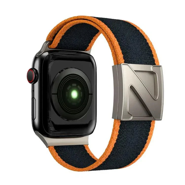 Zweifarbiges Nylon-Armband mit Z-förmigem Magnetverschluss, passend für Apple Watch 46 mm / 49 mm / 45 mm / 44 mm und 42 mm / 41 mm / 40 mm / 38 mm