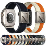 Zweifarbiges Nylon-Armband mit Z-förmigem Magnetverschluss, passend für Apple Watch 46 mm / 49 mm / 45 mm / 44 mm und 42 mm / 41 mm / 40 mm / 38 mm