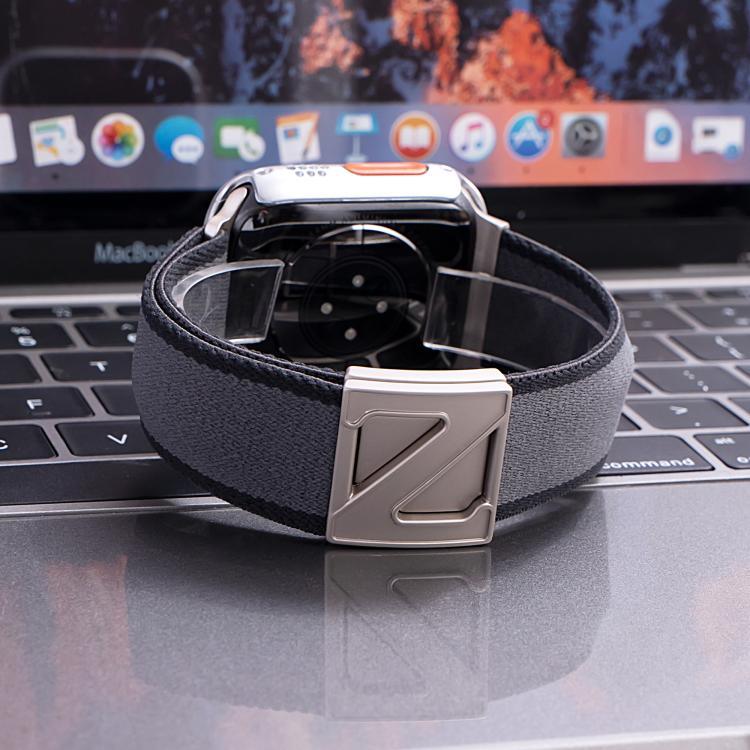 Zweifarbiges Nylon-Armband mit Z-förmigem Magnetverschluss, passend für Apple Watch 46 mm / 49 mm / 45 mm / 44 mm und 42 mm / 41 mm / 40 mm / 38 mm