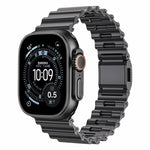 Edelstahl-Uhrenarmband mit Magnetverschluss im Ocean Wave-Design, passend für Apple Watch 46 mm / 49 mm / 45 mm / 44 mm